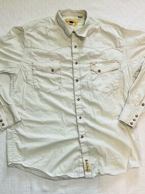 Larry Mahan Light Cream Western-Style Button-Down Shirt
